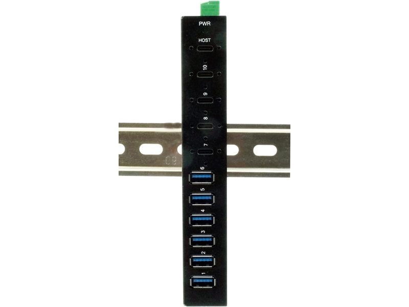 Exsys USB-Hub EX-12290HMS 10 Port USB 3.2 Gen Metall HUB mit 4x USB-C und 6x USB-A für Tisch, Wand und DIN-Rail Montage