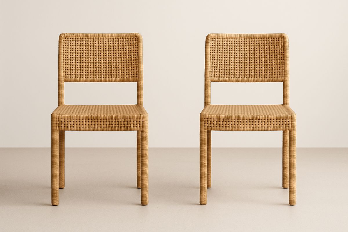 2er-Set Stühle Polyethylen-Rattan Natur B45xH85xT50cm
