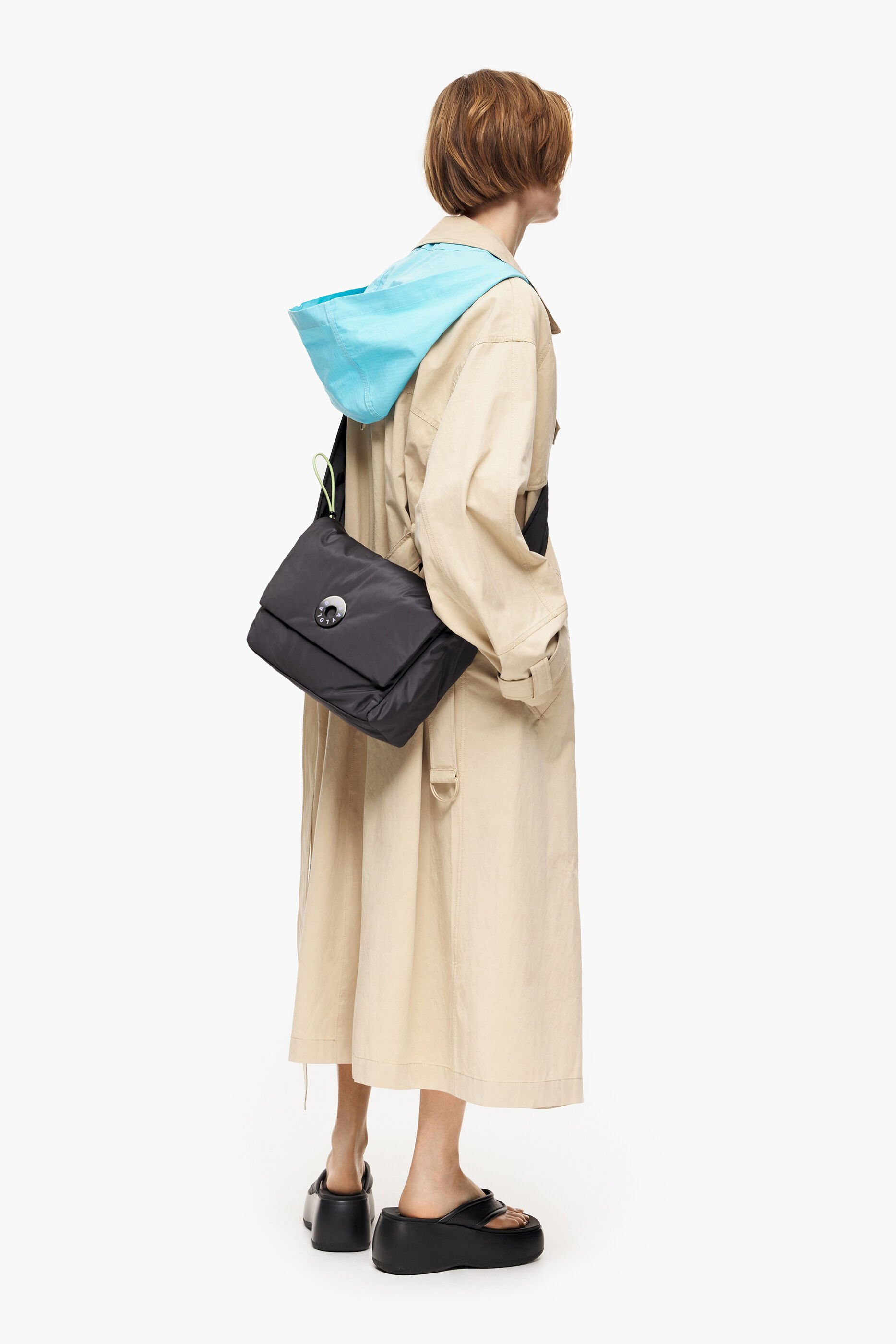 Bolsa de ombro M em nylon antracite