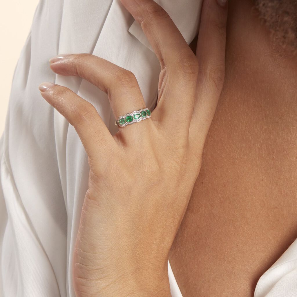 Bague Margaux Or Jaune Emeraude Et Diamant