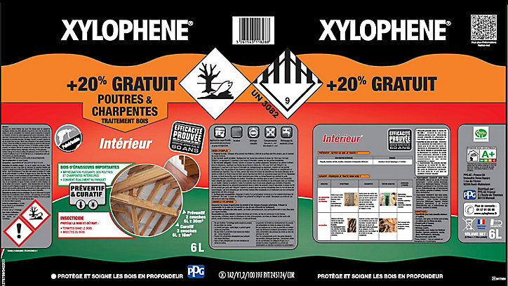 Traitement Poutres & Charpentes Xylophene 5L +20% gratuit
