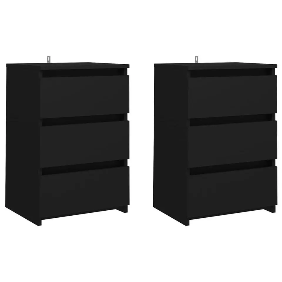 vidaXL - Nachtkastje - Zwart - Bewerkt hout - 2 stuks
