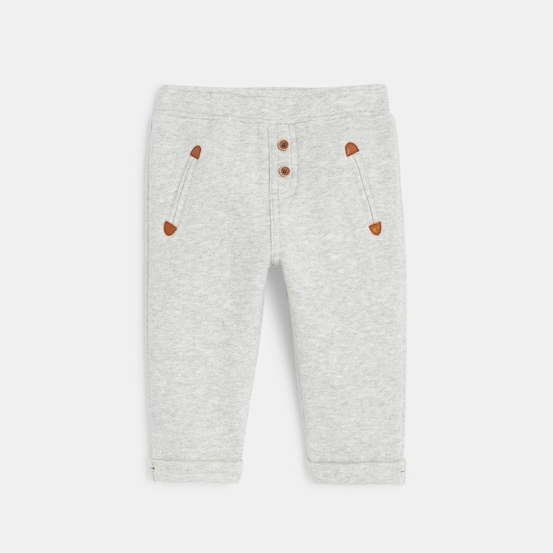 Jogpant molleton coton bio couleur gris bébé garçon