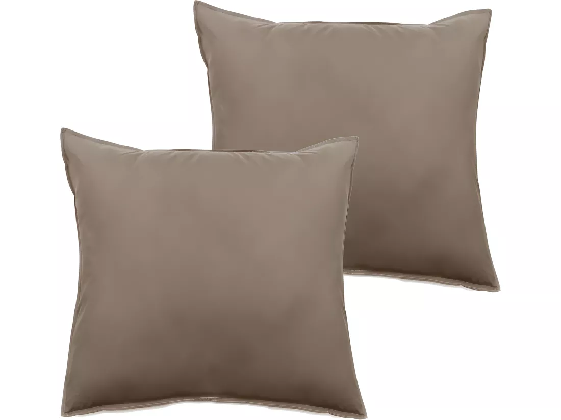 Lot de 2 taies d’oreiller Palace pur coton teint lavé 63 fils/cm² Vent du sud - Palace Tabac - Lot de 2 taies d'oreiller 65 x 65 cm