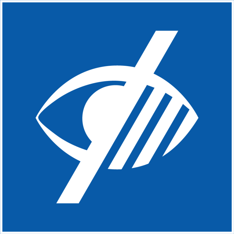 Panneau Accessibilité, malvoyant - ISO 7001 en Gravoply