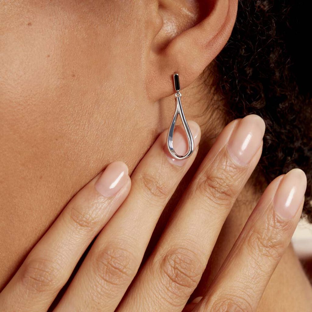 Boucles D'oreilles Pendantes Sila Argent Blanc