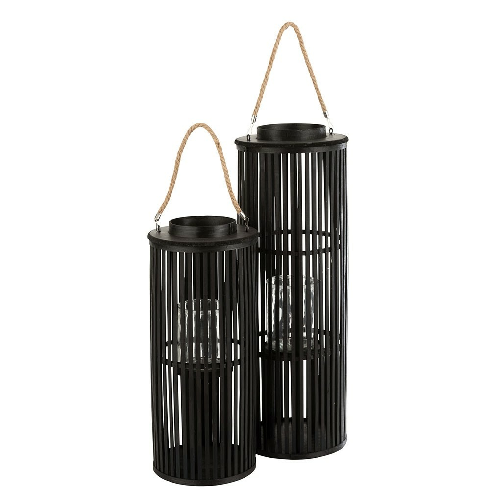 Lanterne tube bambou noir large