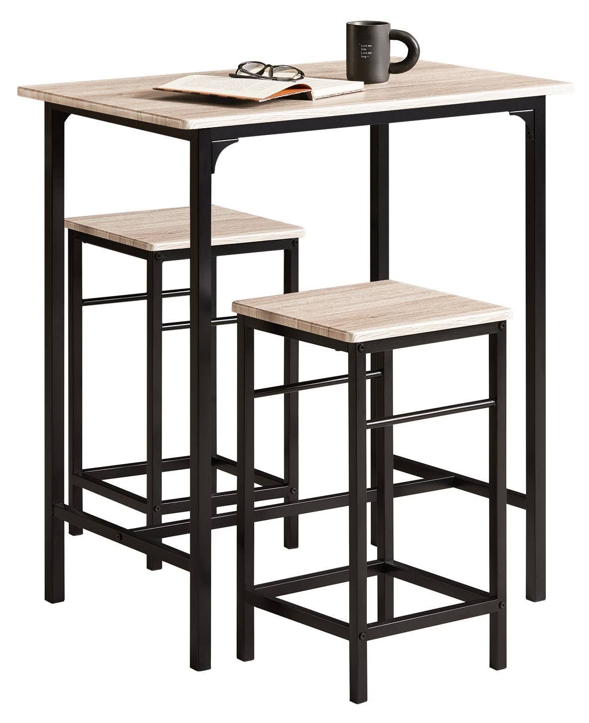 SoBuy Essgruppe Bartisch Set Esstisch mit 2 Barhockern
