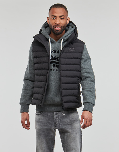 Superdry - HOODED FUJI SPORT PADDED GILET Negro