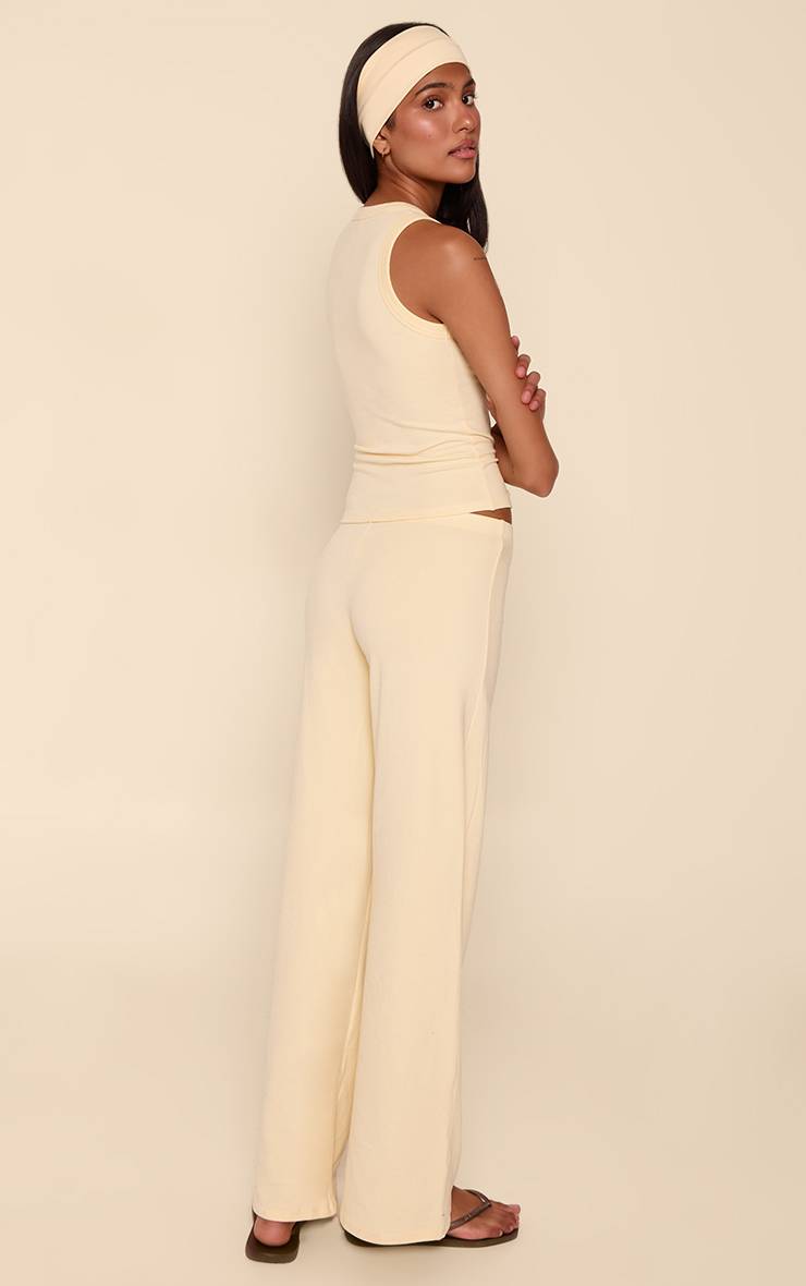 Butter Yellow Pantalon De Détente Droit Taille Basse En Coton Doux