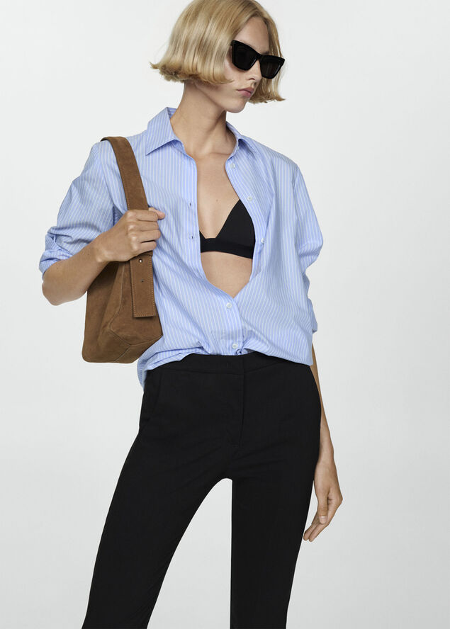 MANGO Cropped slim-fit trousers Black