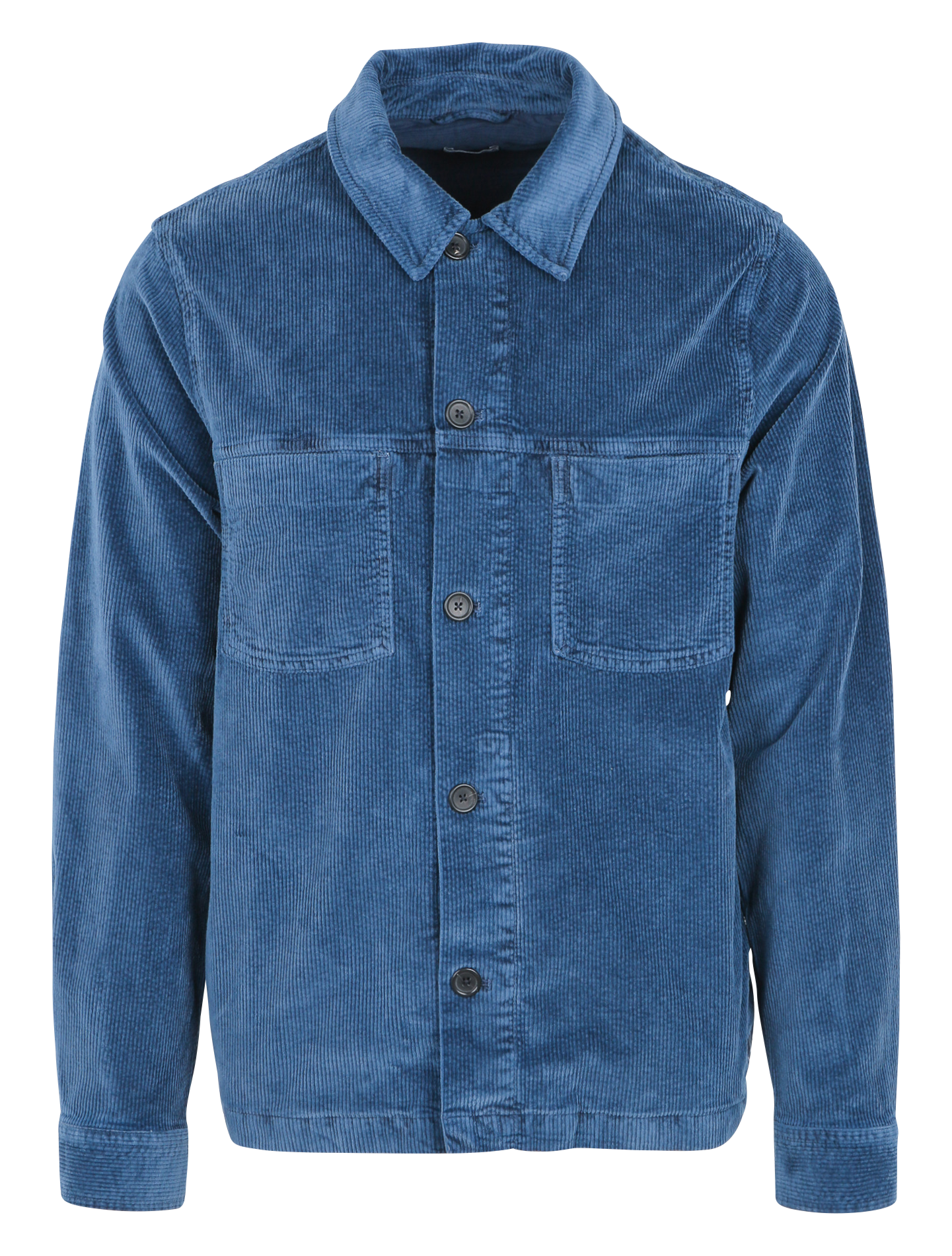 Surchemise col classique droite en coton bio mélangé | Bleu