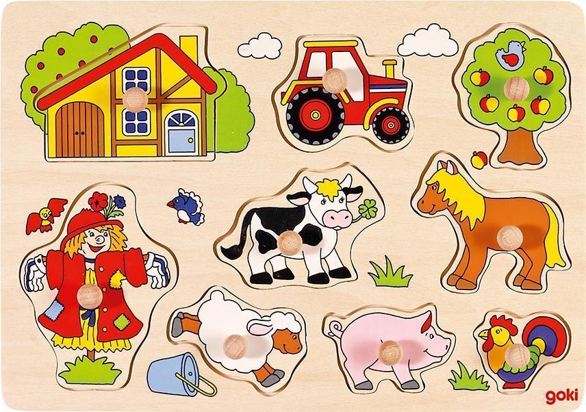 Steckpuzzle BAUERNHOF 9-teilig in bunt