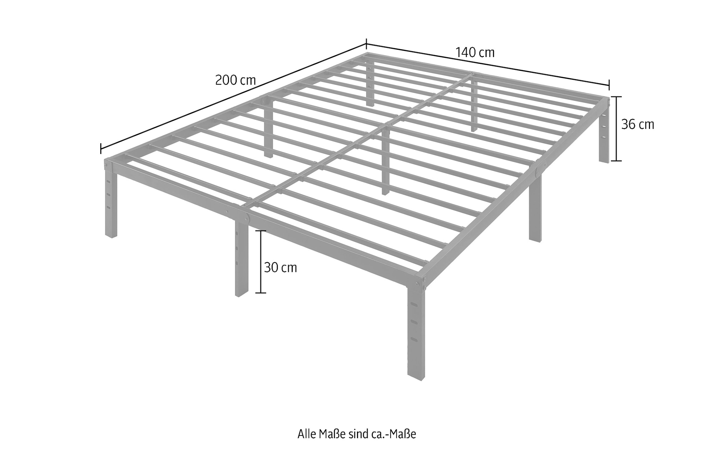 ATLANTIC home collection Metallbett »Rafael« Plattformbett, mit Platz für Stauraum