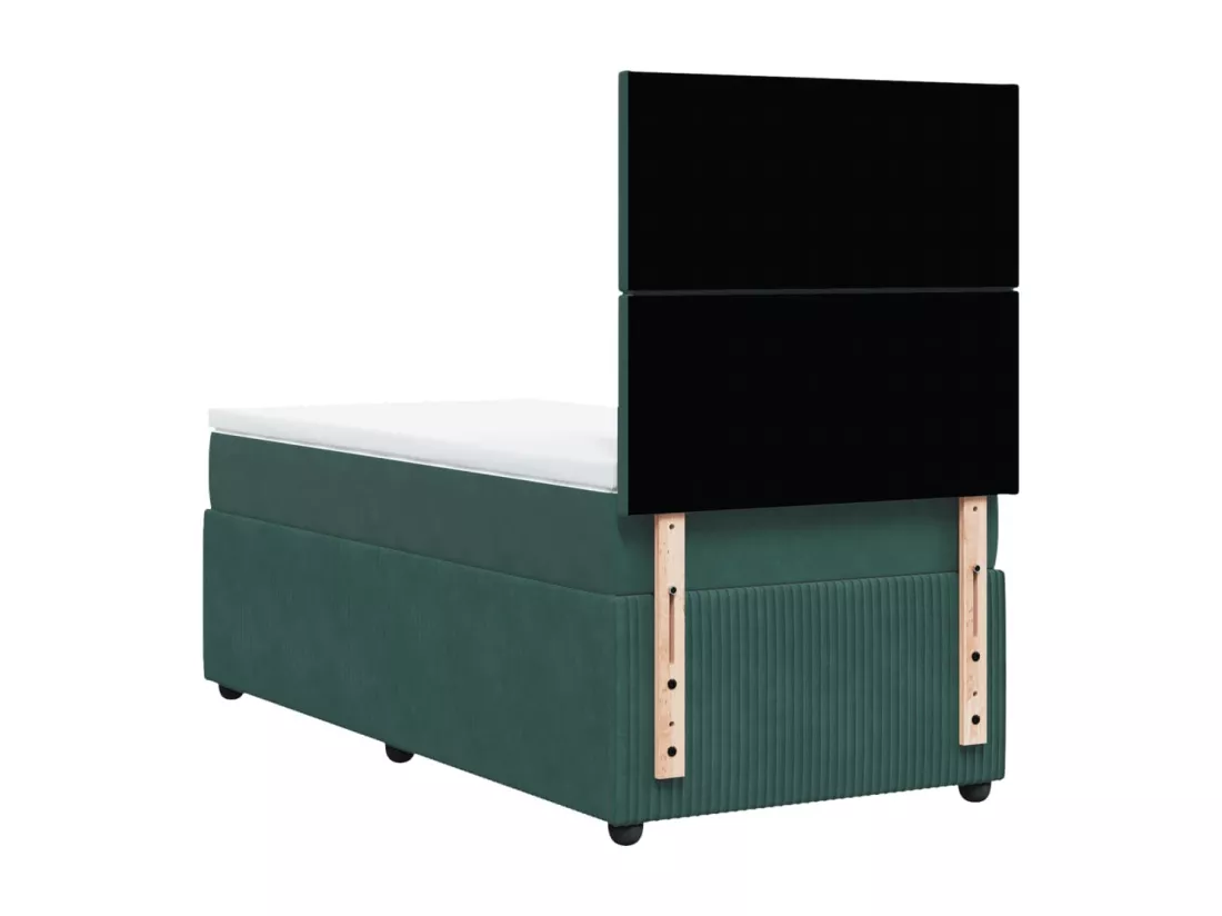Sommier à lattes de lit avec matelas Vert foncé 90x190 cm