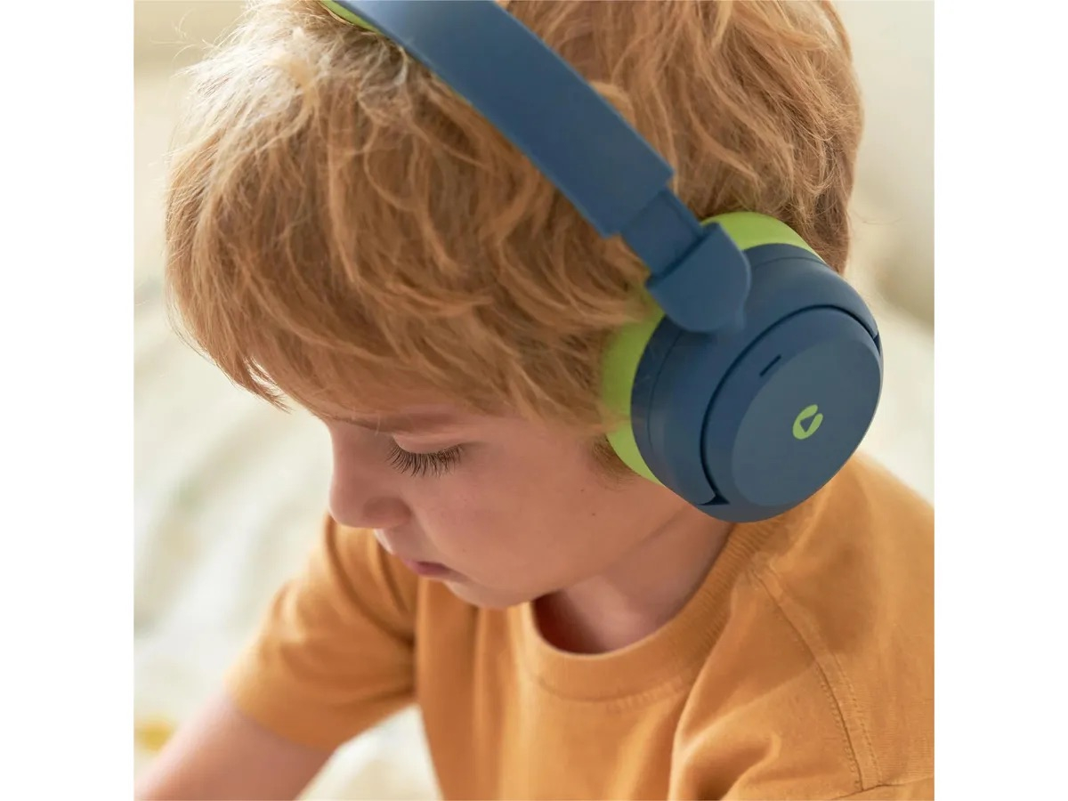 BTH20 Headphone Kids BT LED Bluetooth Kopfhörer Over-Ear 74/85dB Lautstärkeeinstellungen mit Noise Cancelling (C02-2102N-01) - Blau / Grün