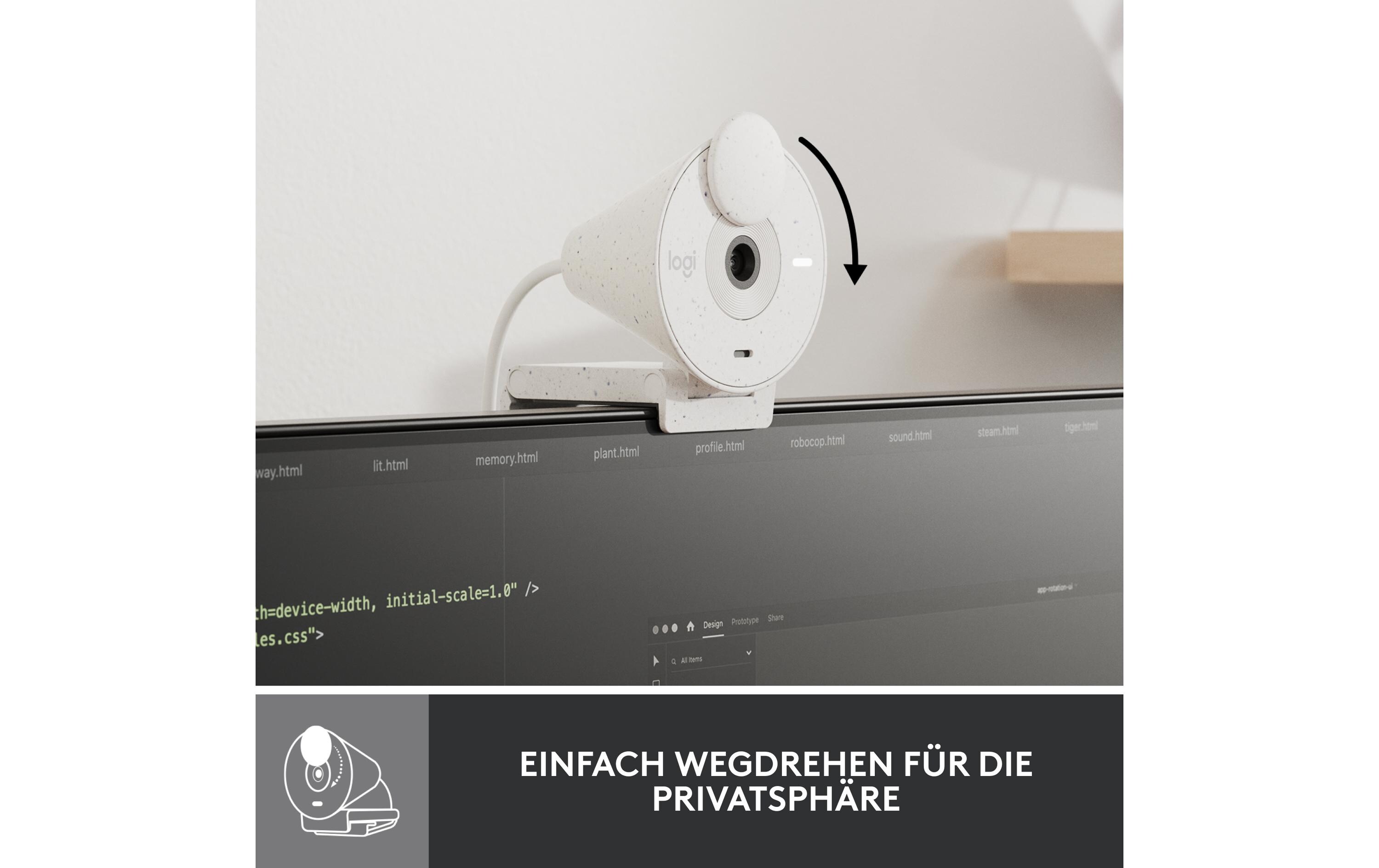 Webcam Brio 300 WhiteFull HD-Webcam mit integrierter Abdeckblende