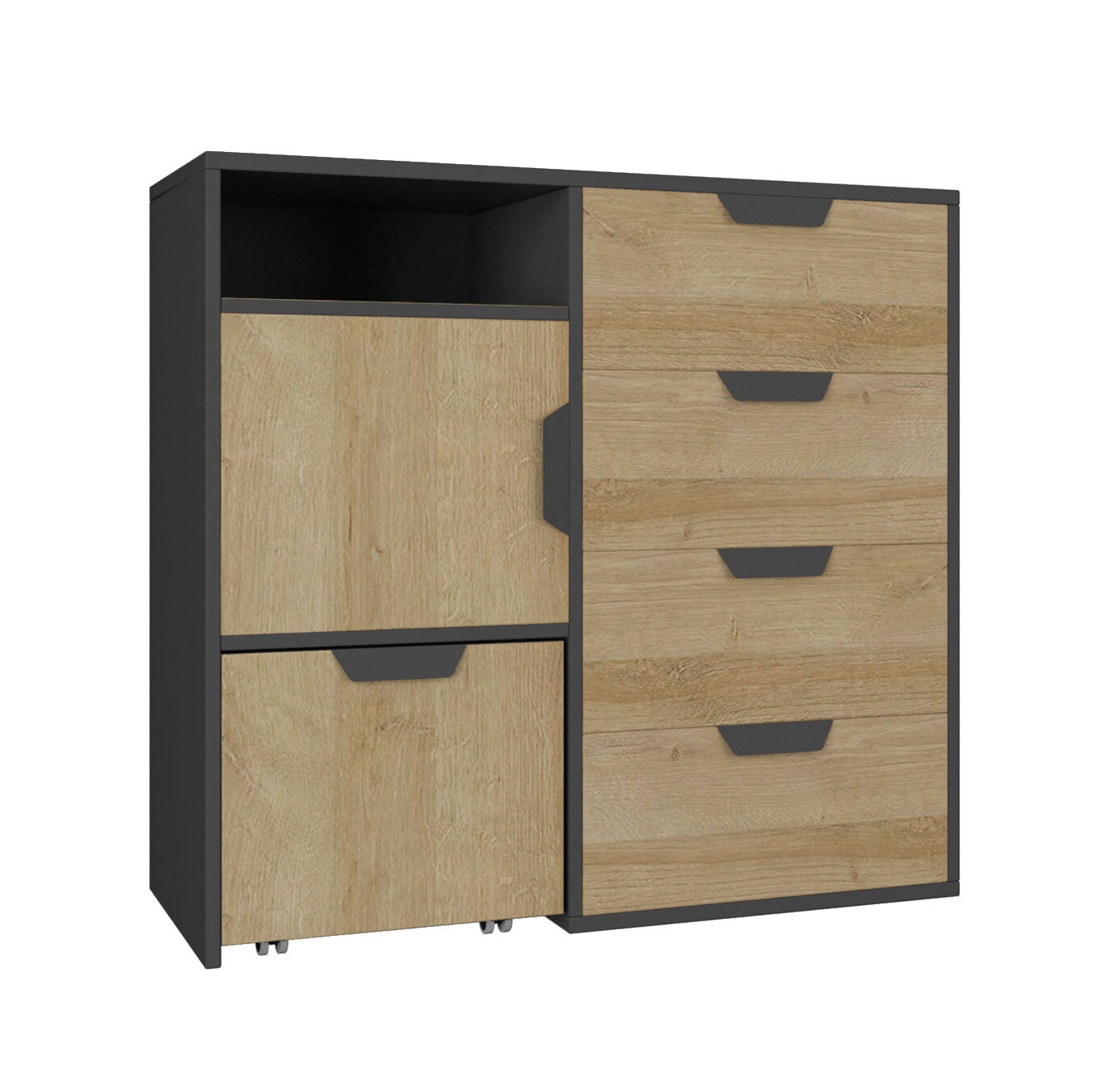 Kommode Nano Eiche Riviera/Graphit Nachbildung ca. 90 x 85 x 40 cm