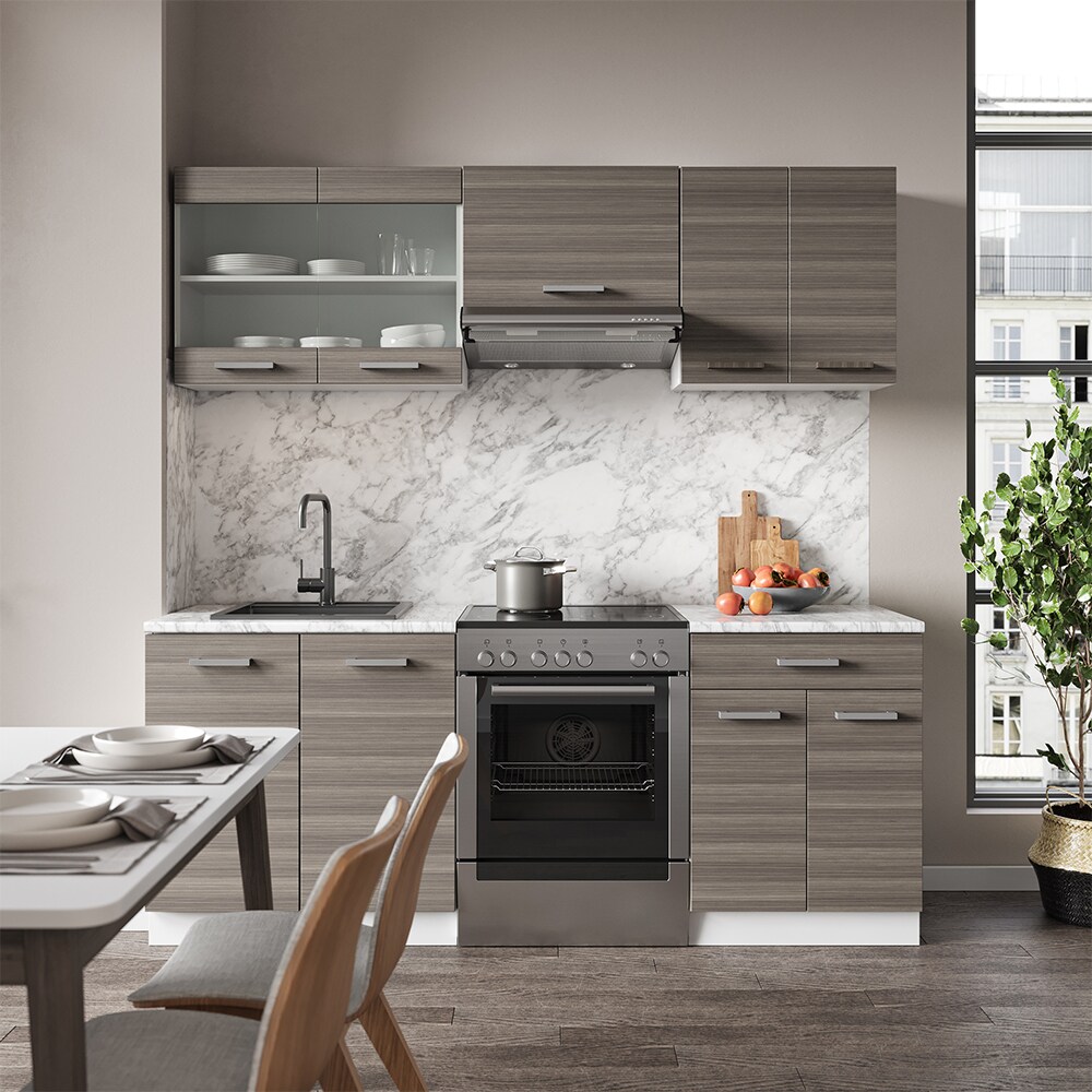Vicco KÜCHE R-LINE 200CM KÜCHENZEILE KÜCHENBLOCK EINBAU Edelgrau