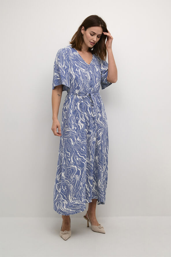 Kaffe KAarona Long Dress Blue indigo/white marbel