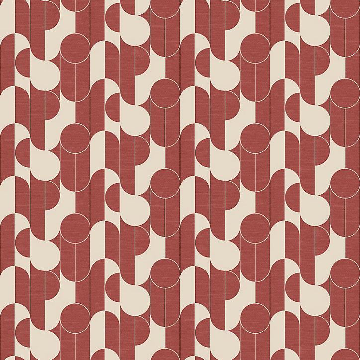 Papier peint vinyle intissé rond géométrique GoodHome terracotta et blanc L.10m x l.53cm