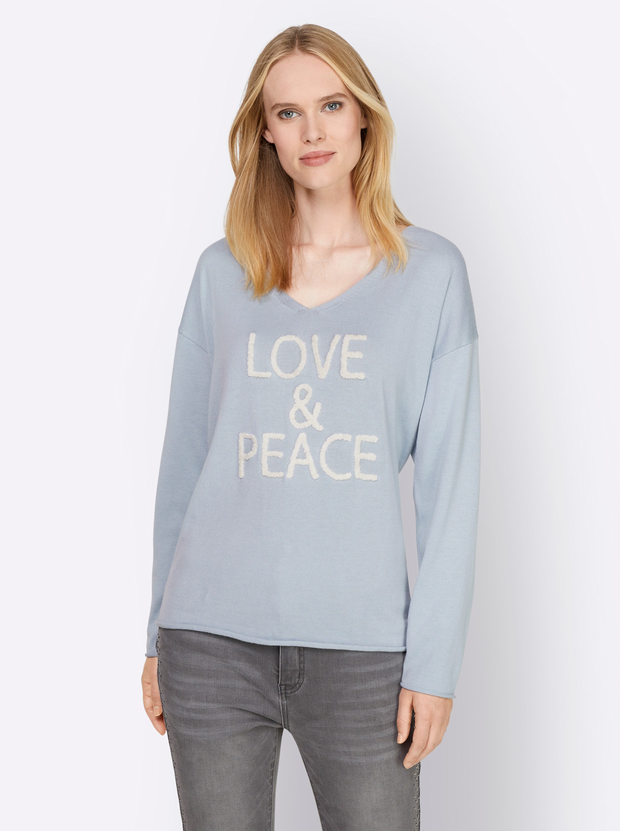 heine Pullover in hellblau-bedruckt