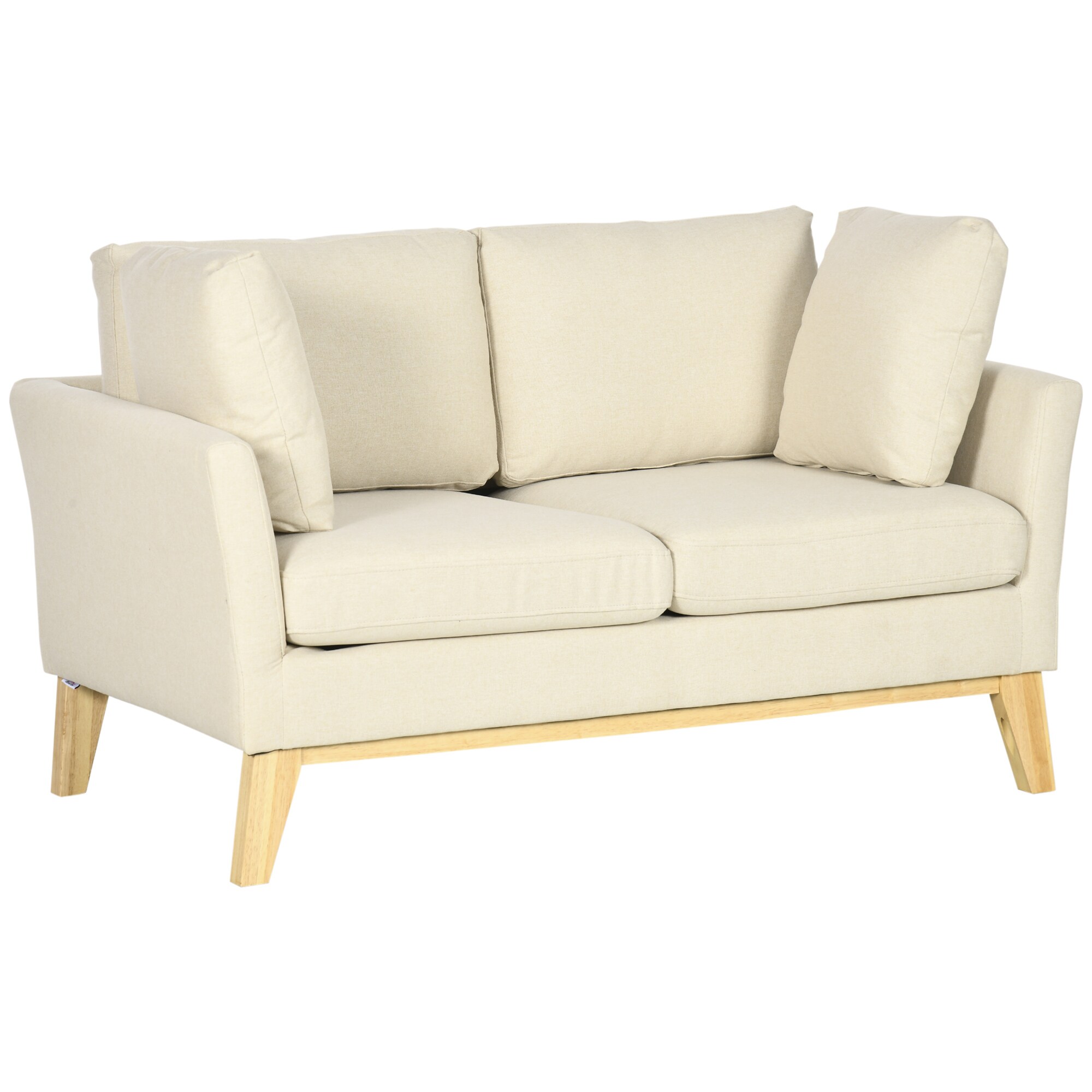 HOMCOM 2-Sitzer-Sofa mit Kissen beige 137L x 78B x 78H cm