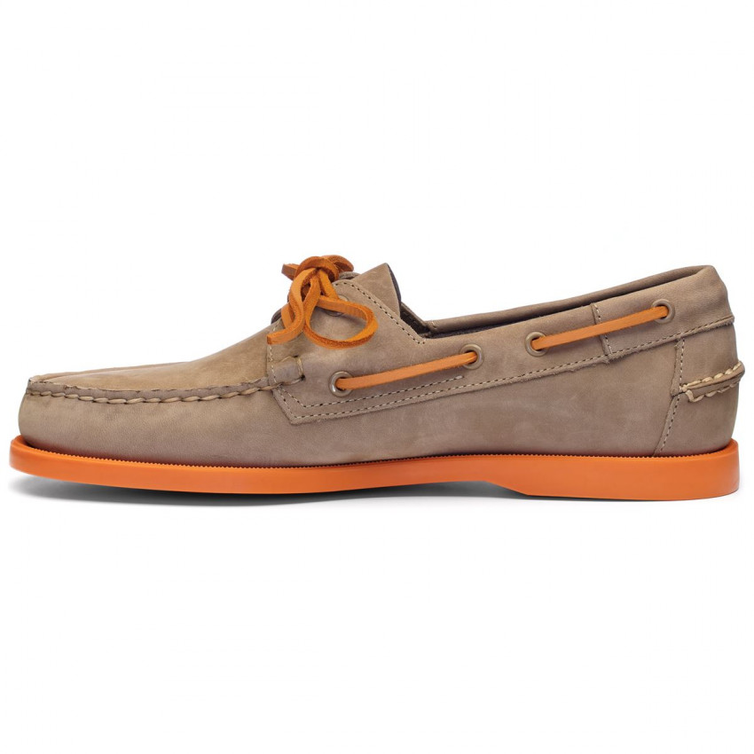 DOCKSIDES NUBUCK Brown Taupe Orange-CHAUSSURES BATEAU POUR HOMME EN NUBUCK BROWN TAUPE ORANGE