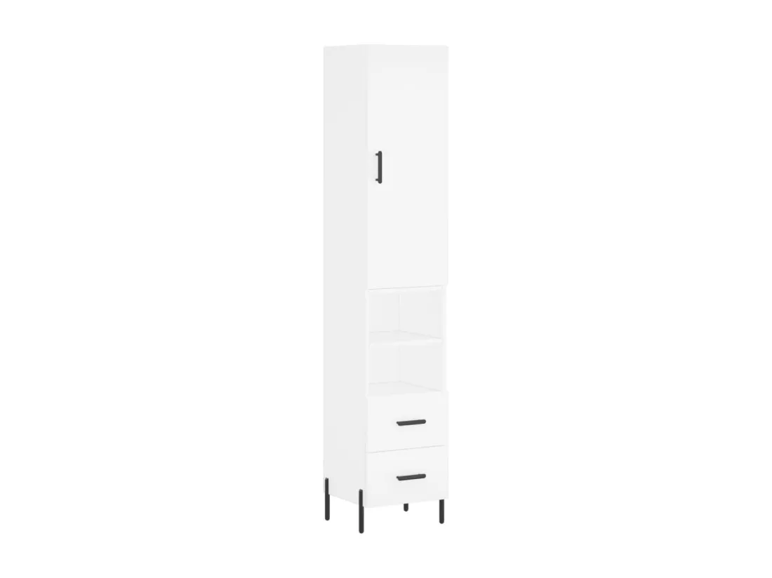 Buffet haut Blanc 34,5x34x180 cm Bois d'ingénierie