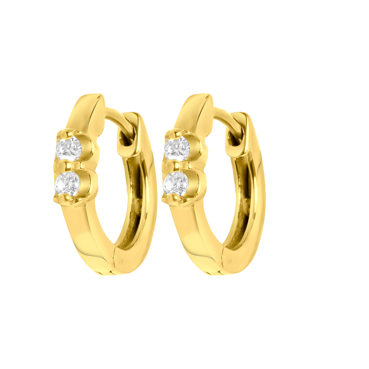 Stalen goldplated oorbellen met zirkonia steentjes