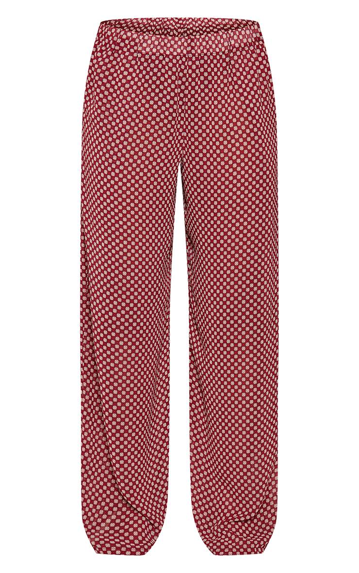 Rouge Pantalon Large En Mousseline Profonde