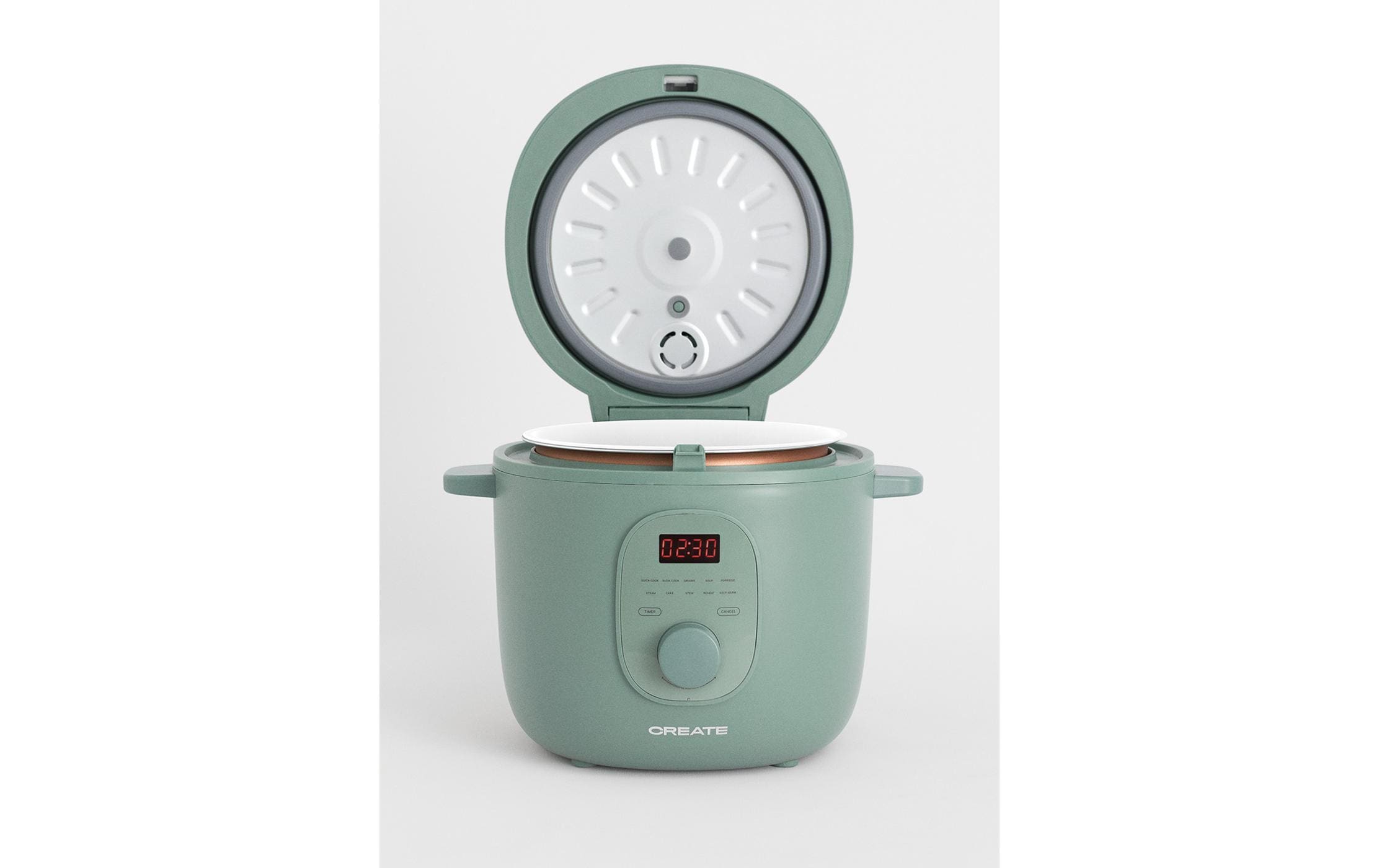 Rice Cooker Studio, Salbeigrün 2 lElektrischer Reiskocher mit Dampfkorb und Warmhaltefunktion