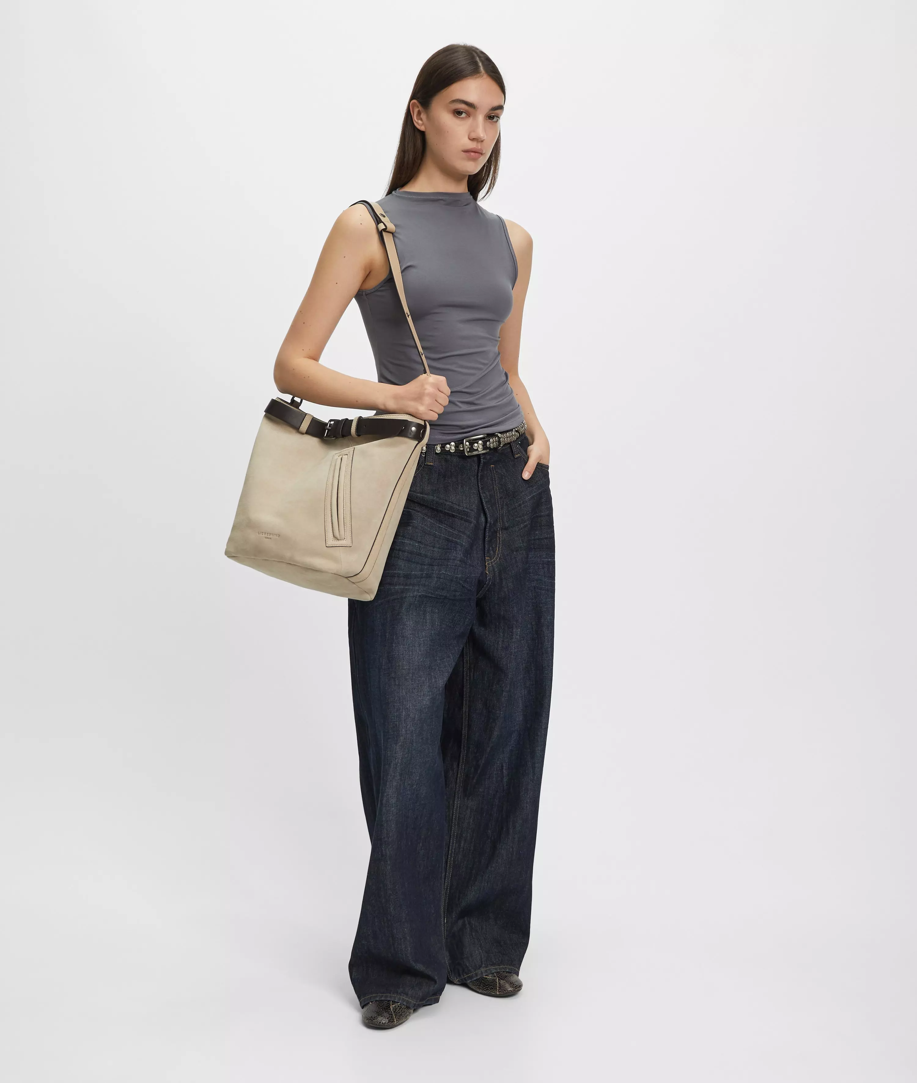 Zita Hobo L Large bag made from soft suede