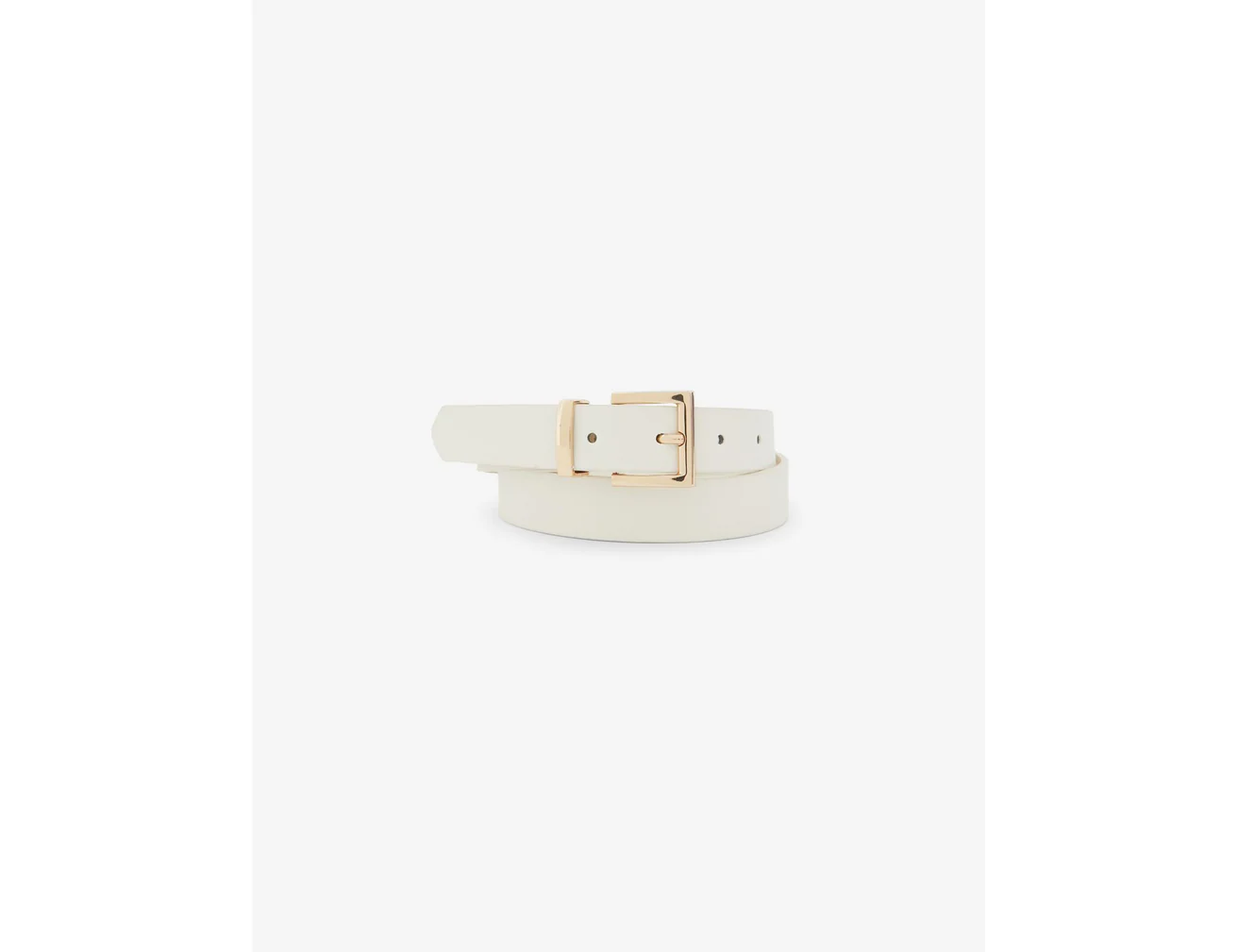 Ceinture fine beige  fermeture boucle carrée à métallerie doré