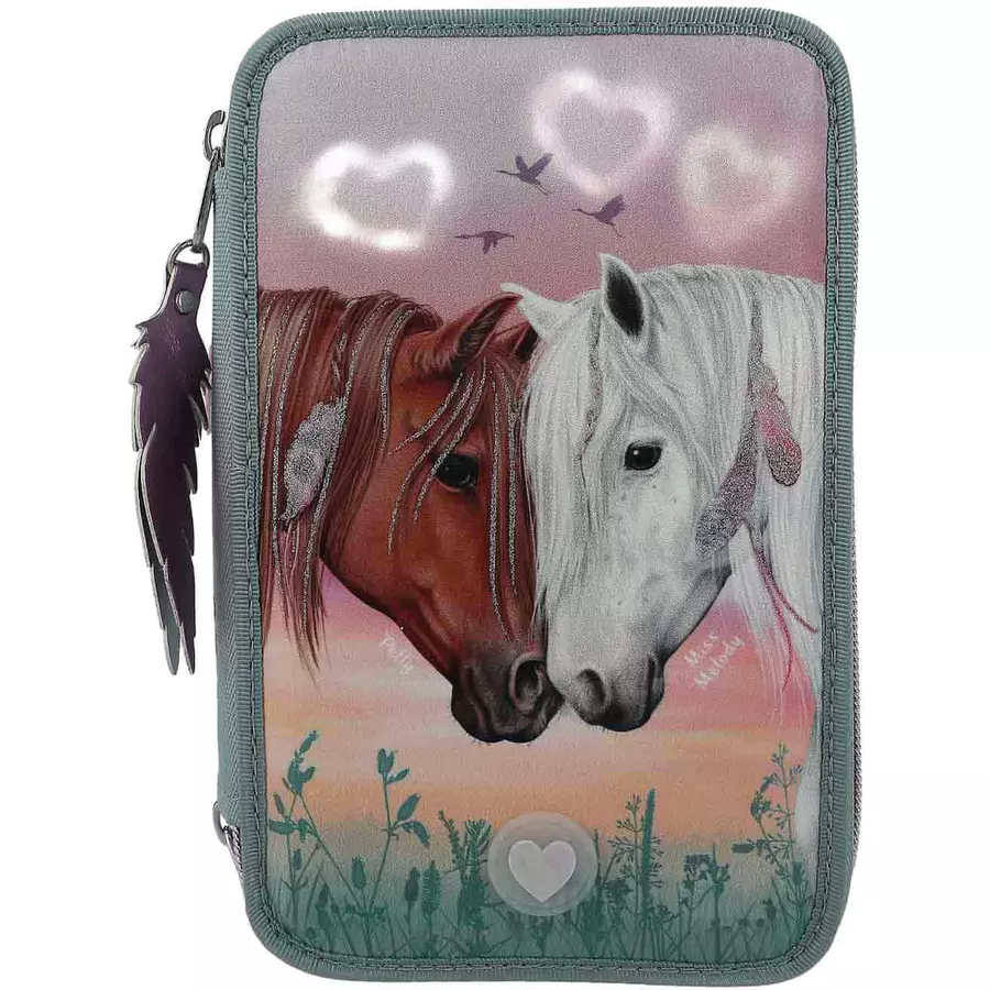 Depesche 3-Fach-Federtasche LED Herzen Miss Melody 20 x 13 x 7,5 cm bunt