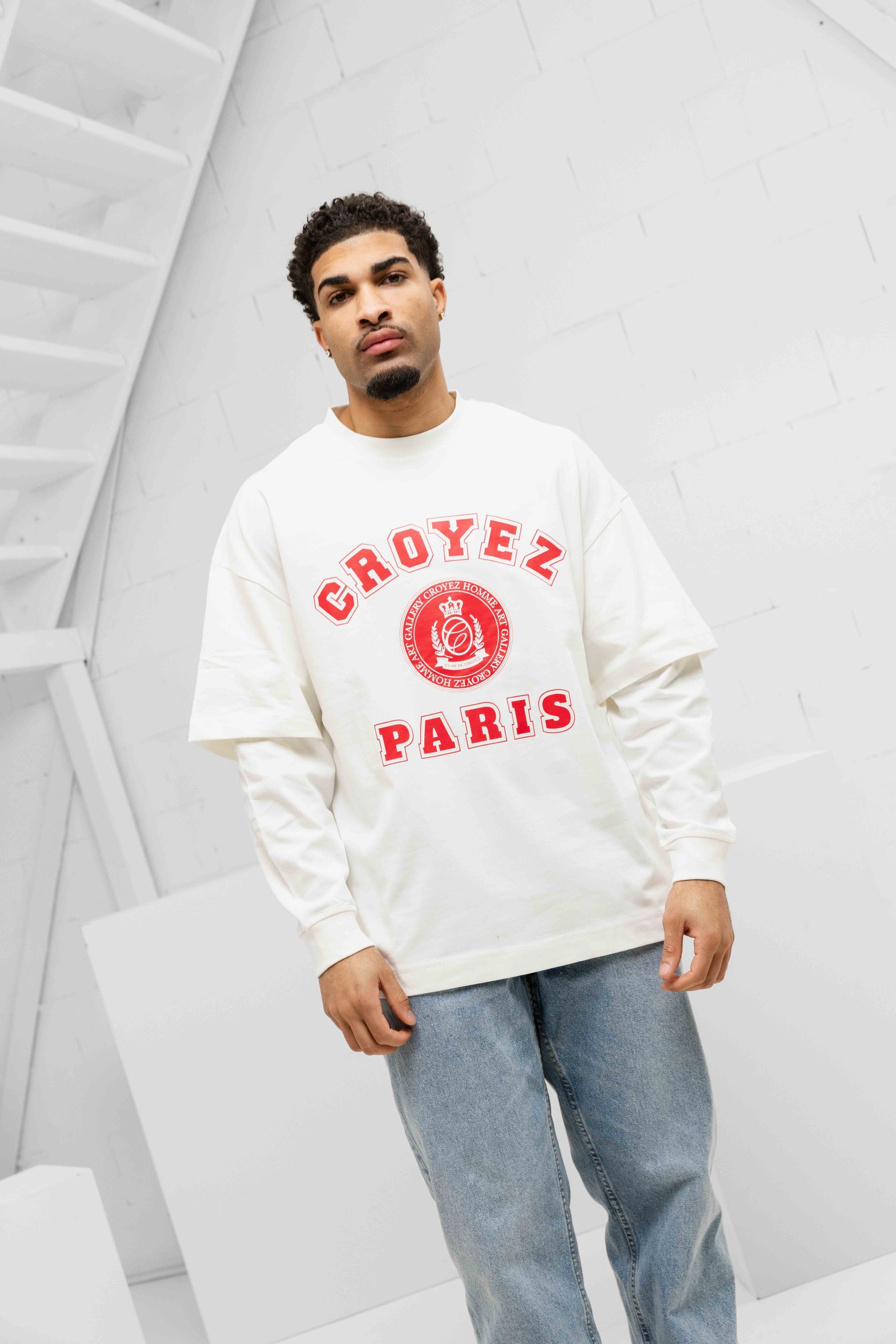 Croyez Bouclier Longsleeve Heren Gebroken Wit