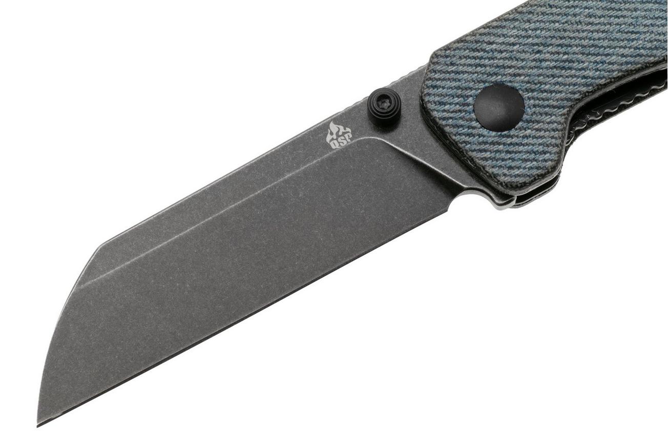 QSP Knife Penguin V2 QS130V2-B2 Blackwashed D2, Denim Micarta, zakmes