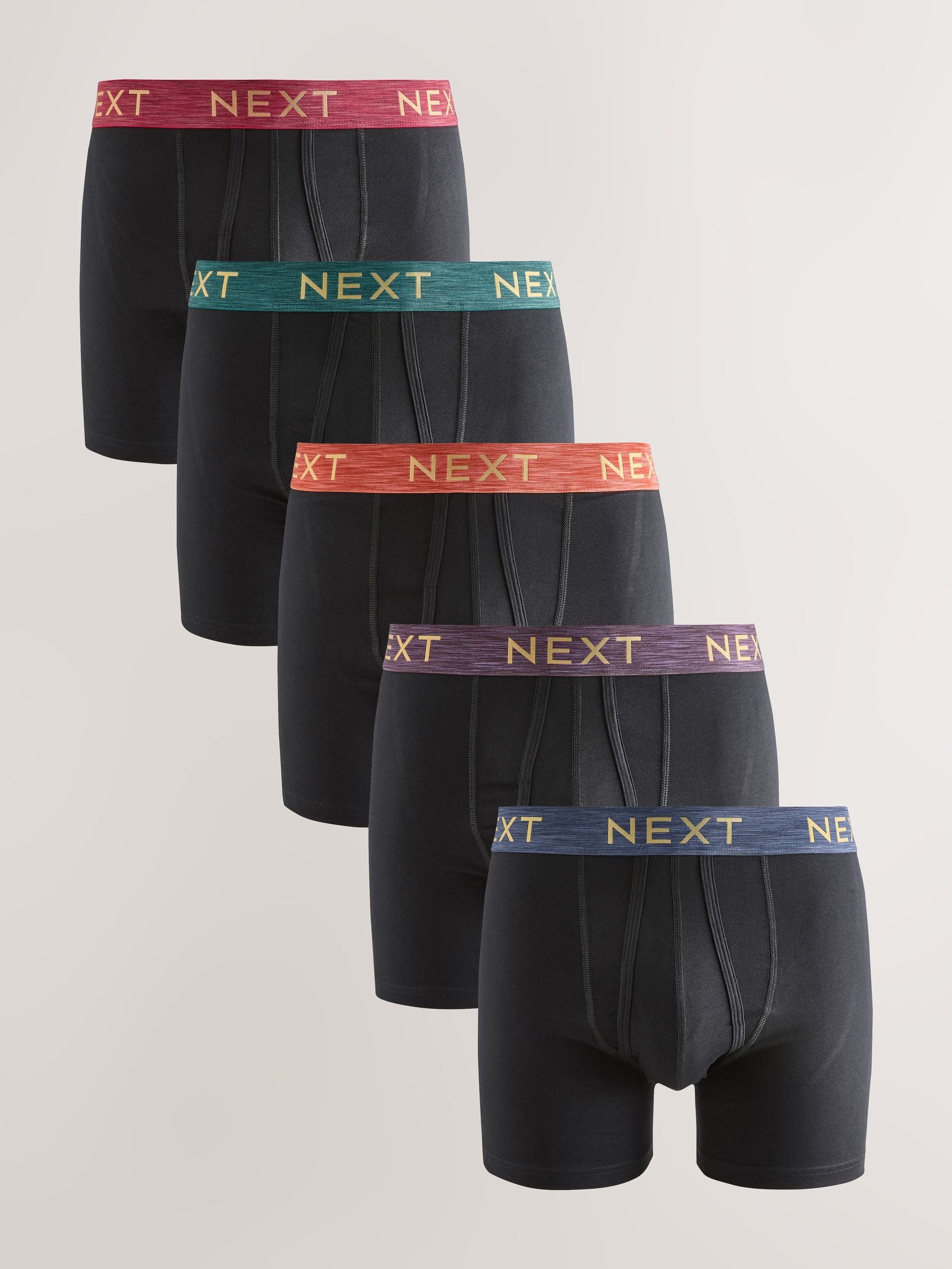 Zwart felrood/oranje/groen gemêleerd tailleband - Boxershorts van katoenrijk materiaal met A-voorkant