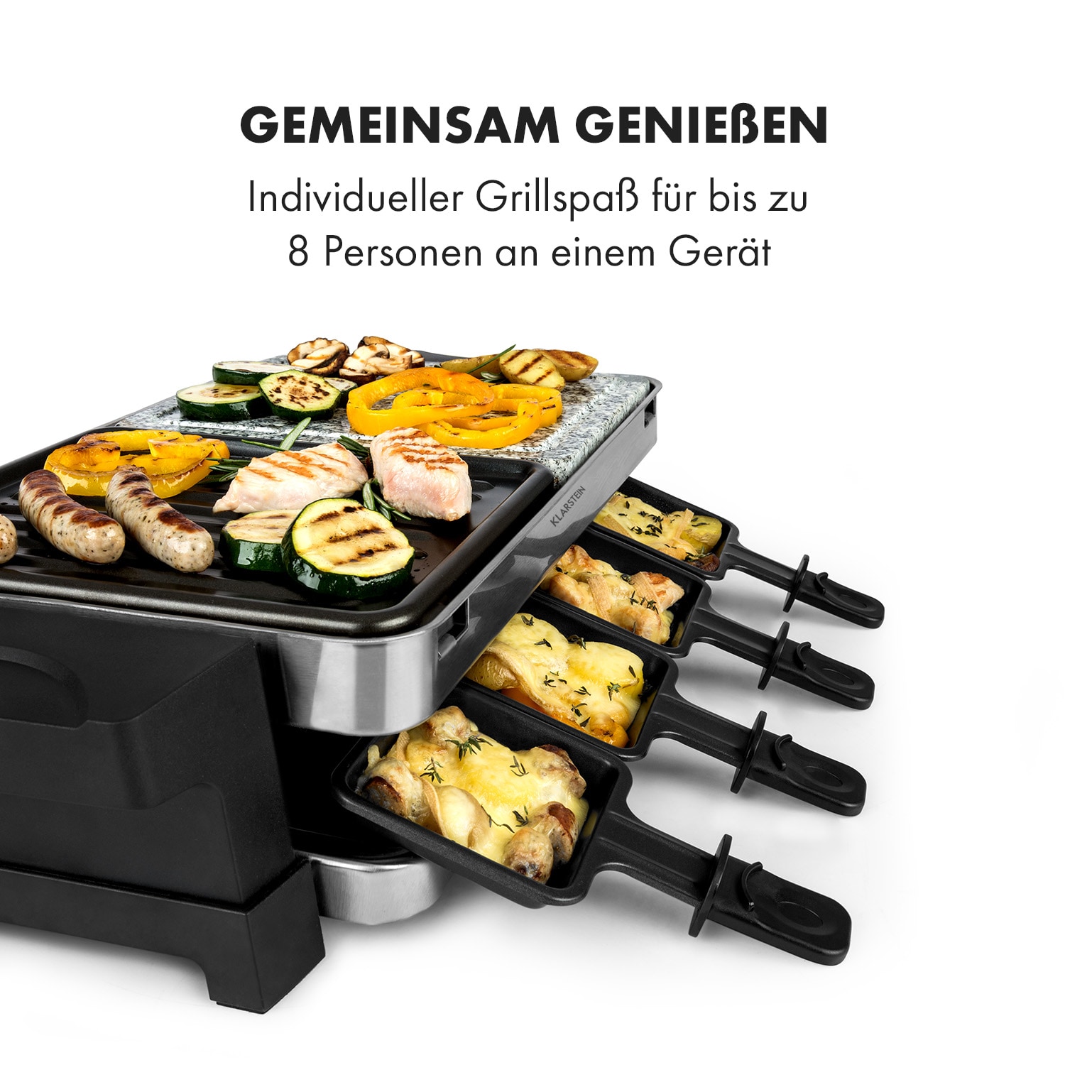 Sirloin Raclette 1500W Aluminium / Stein 8 Personen Kontroll-LED