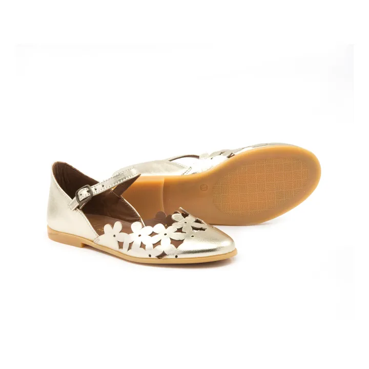 Pèpè Ballerines Scratchs Fleuries | Doré