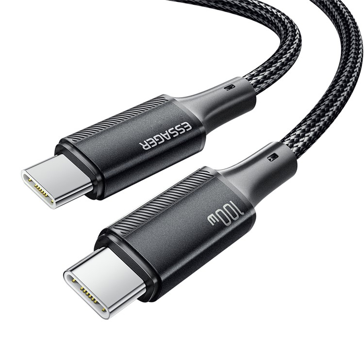 (1m) 100W USB C auf USB C Ladekabel Nylon Datenkabel Power Delivery - Schwarz