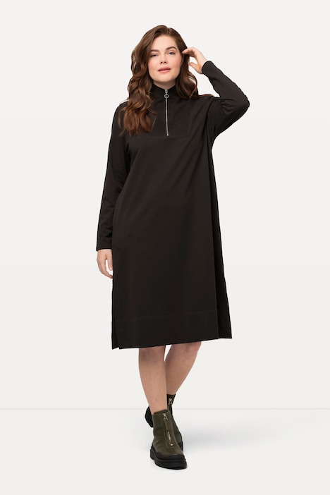 Sweatkleid, Midikleid, Stehkragen, Langarm, Biobaumwolle