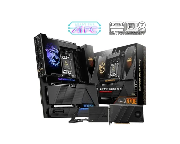 MSI MEG X870E GODLIKE - Bundkort - udvidet ATX - Socket AM5 - AMD X870E Chipset - USB-C 3.2 Gen 2x2, USB 3.2 Gen 2, USB 3.2 Gen 1, USB4 - Bluetooth, Wi-Fi 7, 5 Gigabit Ethernet, 10 Gigabit LAN - onboard grafik (CPU påkrævet) - HD Audio (8-kanaler)