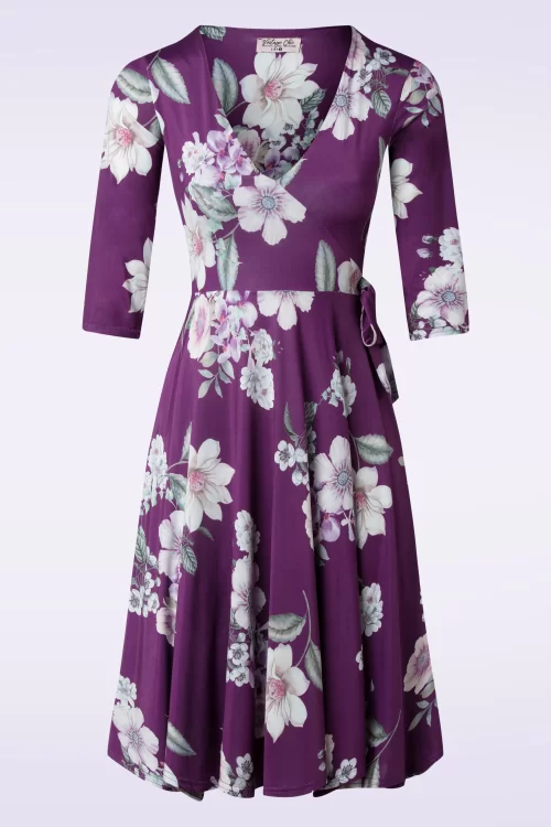 Vintage Chic for Topvintage Rosalia floral swing jurk in paars