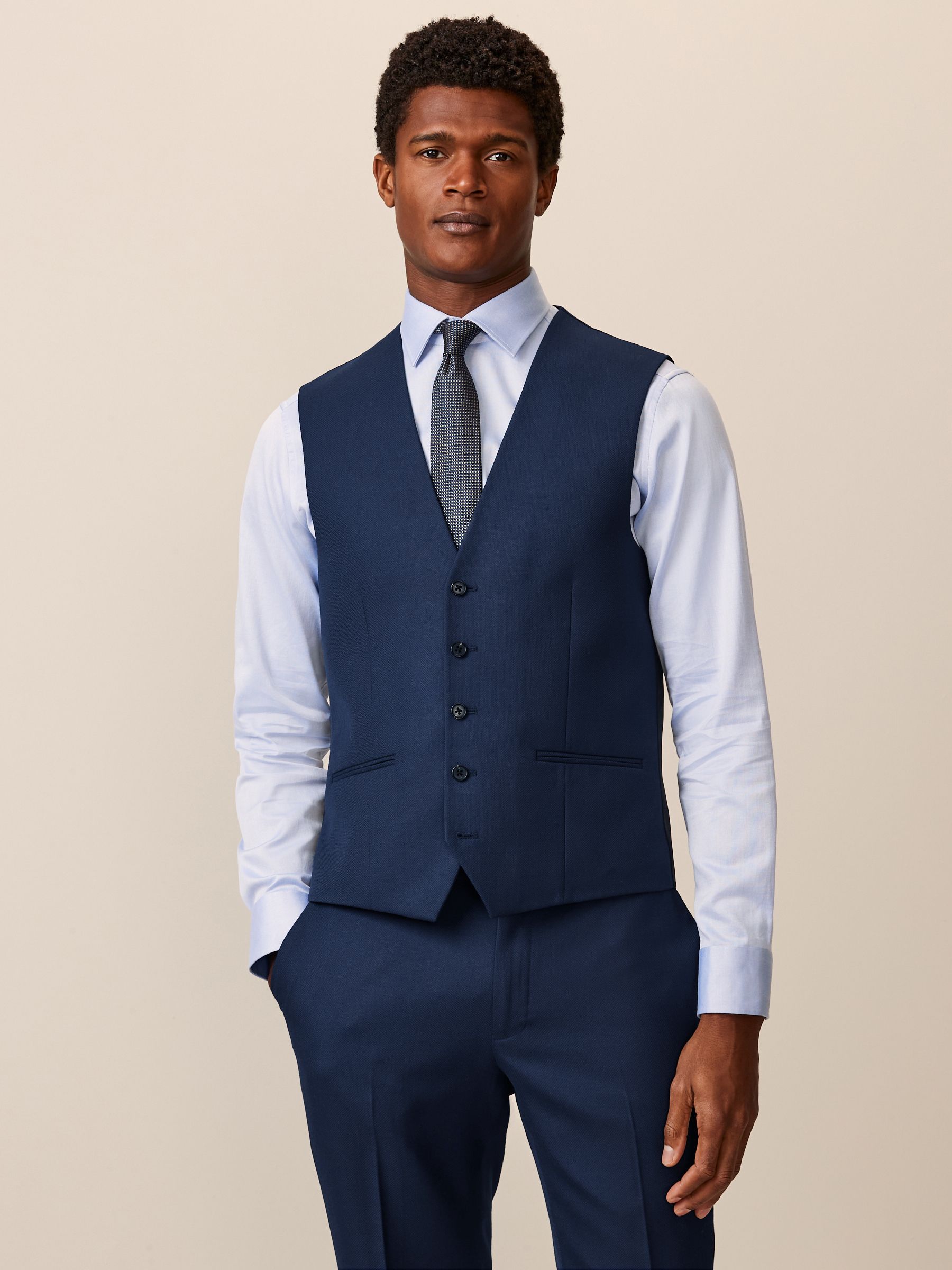 Helderblauw - Herenvest met textuur