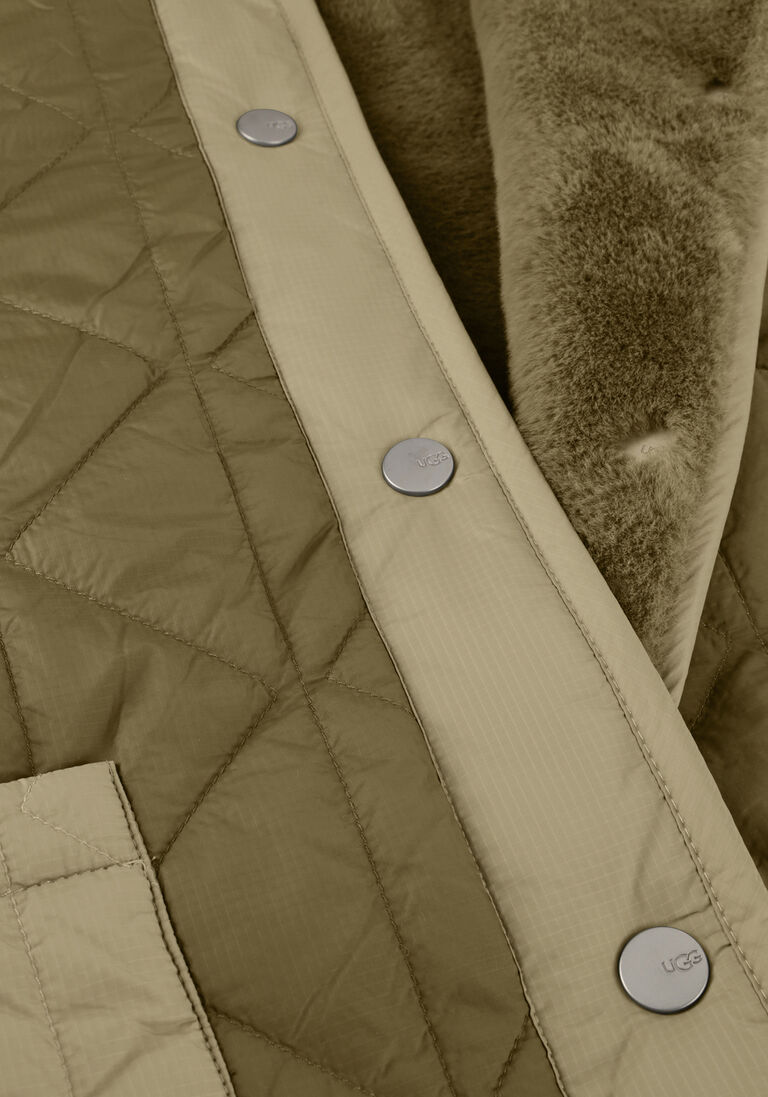 khaki ugg faux fur jas w amilea rev quilted jacket