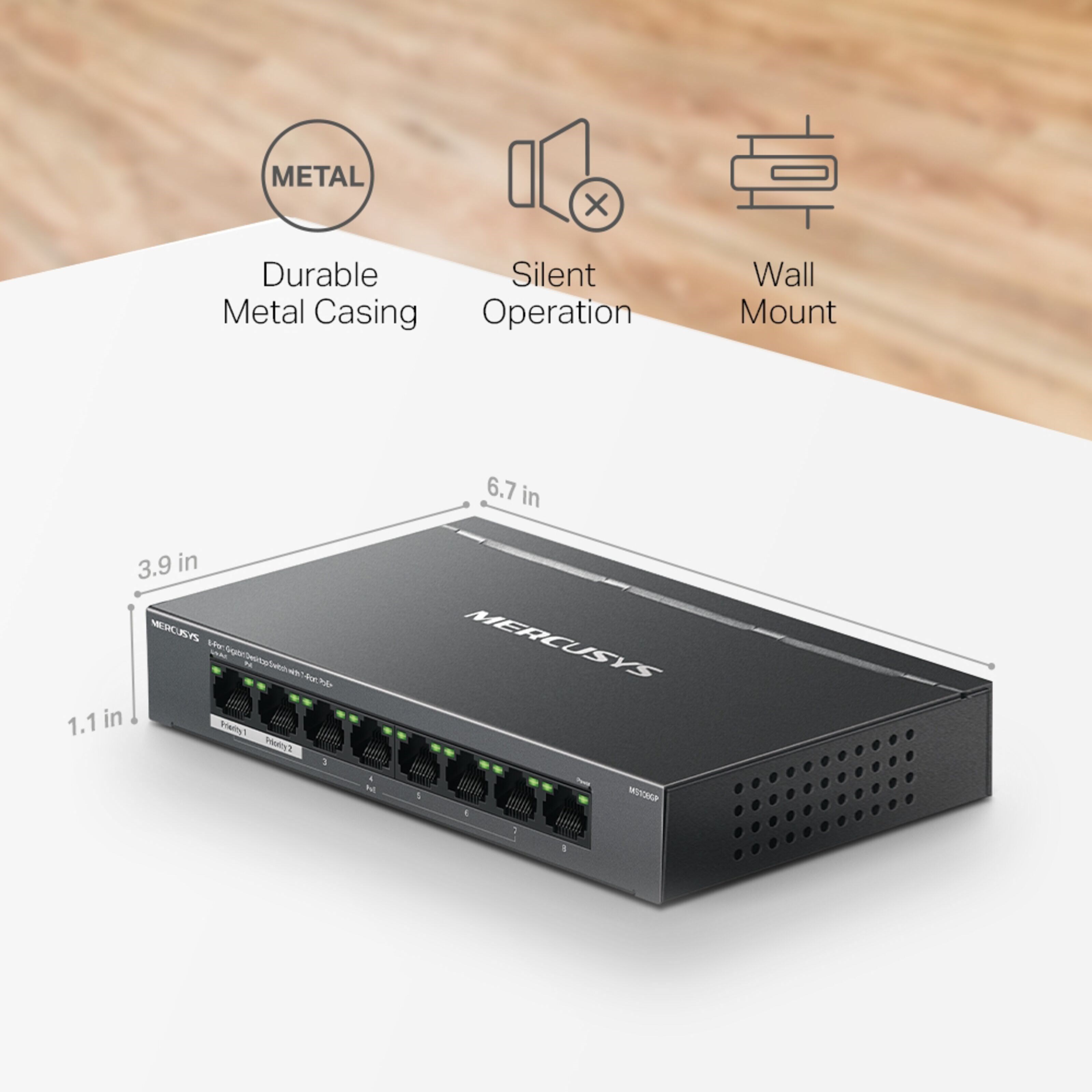 Mercusys MS108GP 8-porters gigabitswitch med POE+