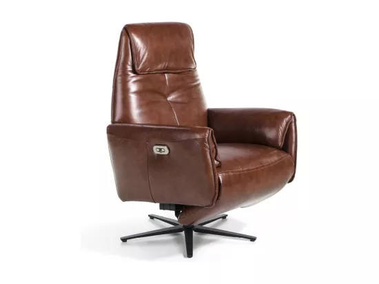 Fauteuil relax pivotant cuir marron et pieds en acier Nary-Couleur Aqua 20 Marron