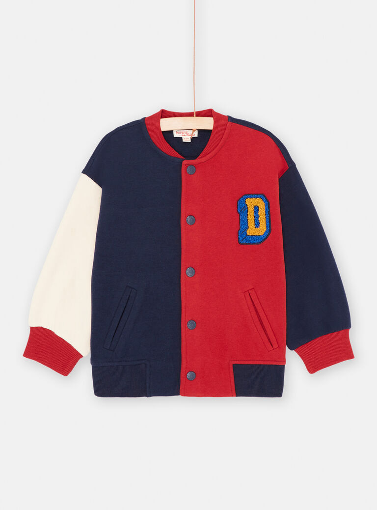 Teddy colorblock bleu nuit et rouge garçon