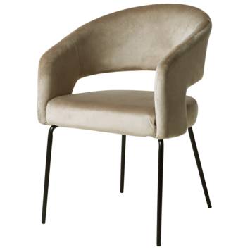 KARWEI eetkamerstoel Eden beige fluweel katoen stof met armleuning